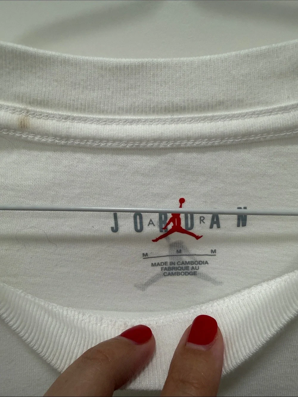 Air Jordan White Tee with Red Jumpman Logo